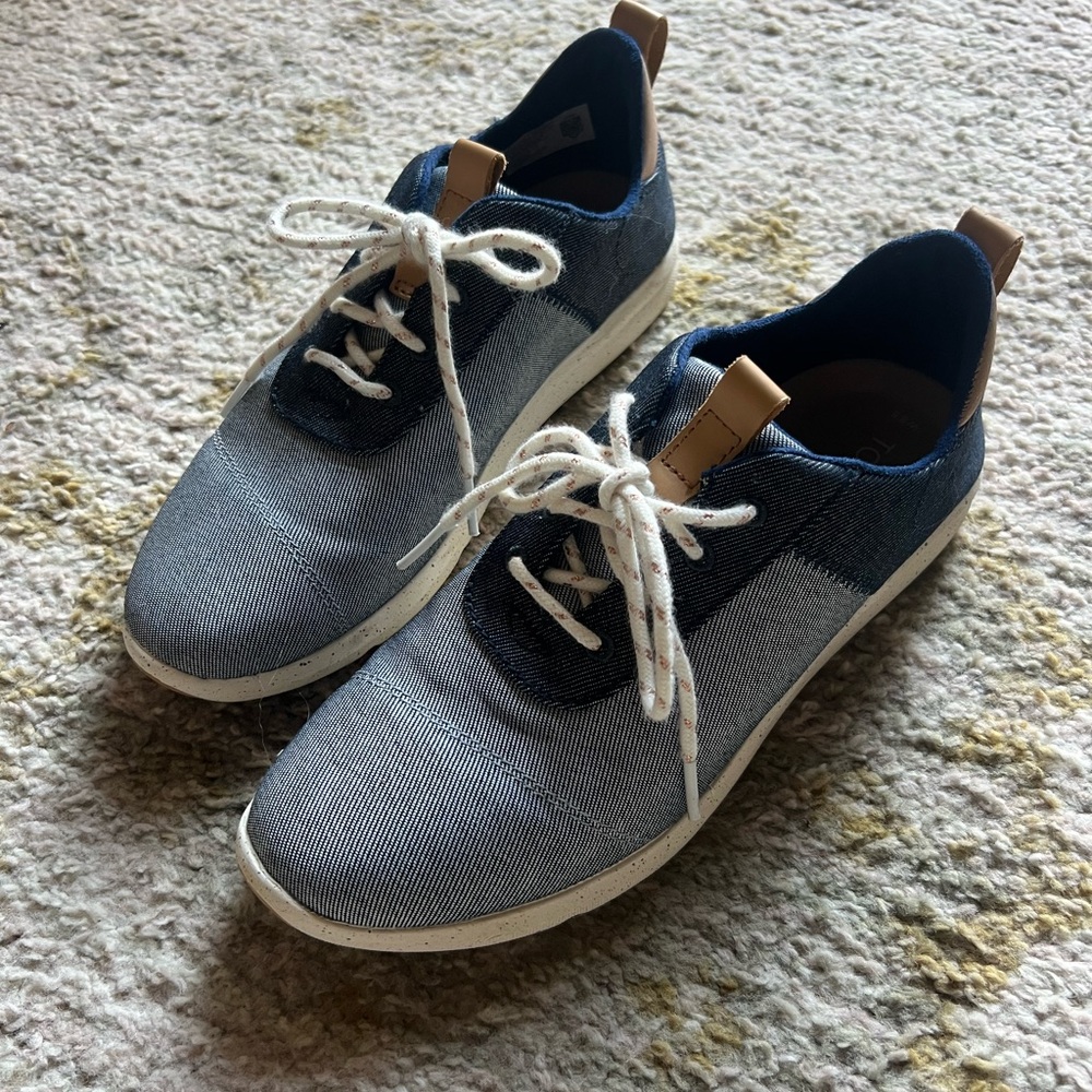 Toms Blue and White Denim Sneakers